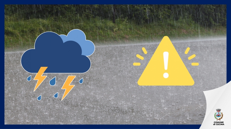 Allerta meteo gialla per temporali forti e rischio idrogeologico e idraulico